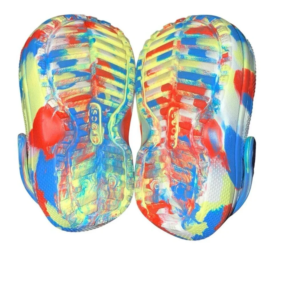 Crocs Unisex-Child Kids' Toddlers Classic Marbled Tie Dye Lined Clogs Size 5